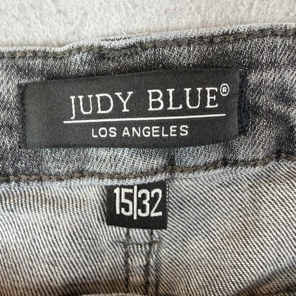 Black Judy Blue Button Fly Crop 15/32 Stretch Black - Picture 9 of 10